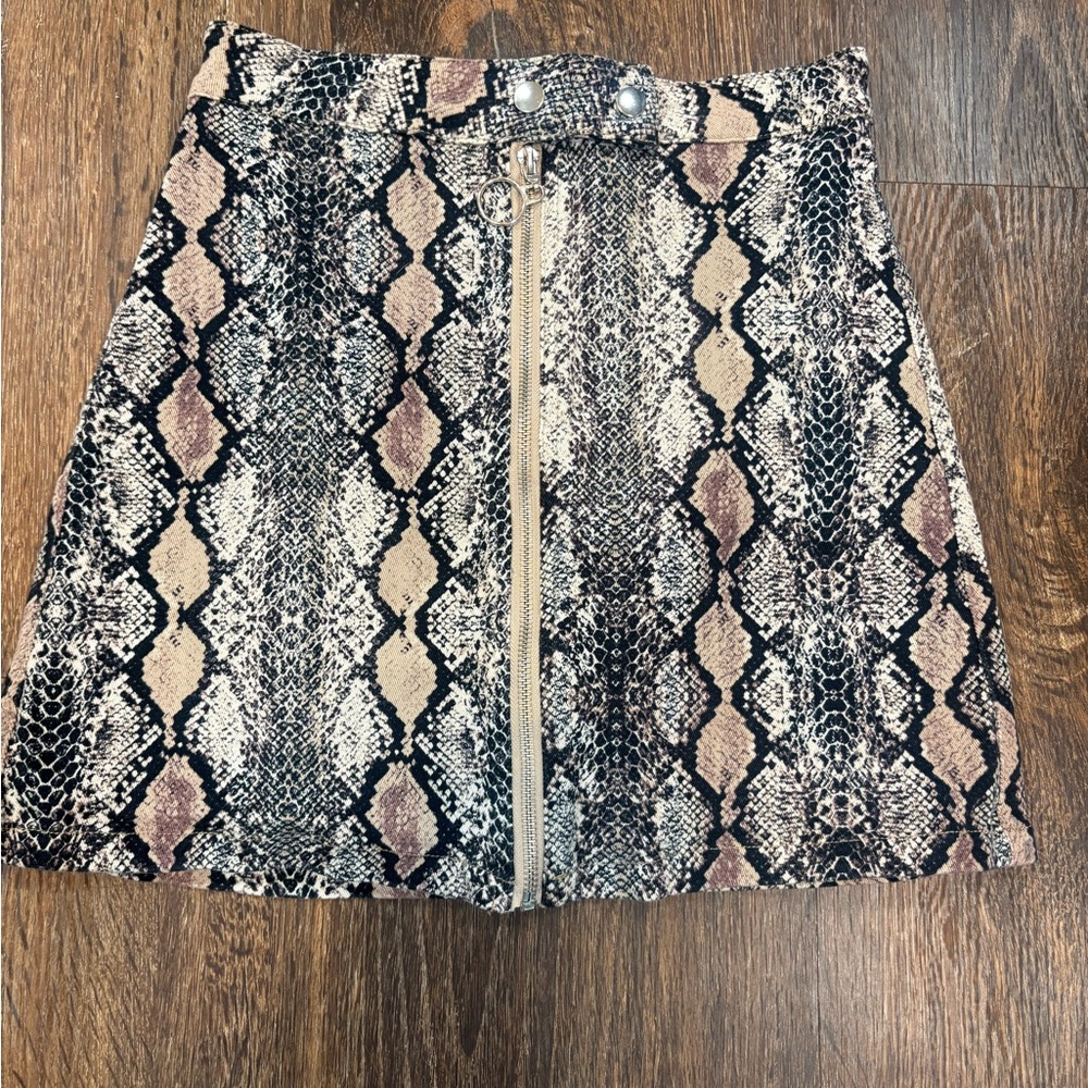 Snakeskin Print Mini Skirt